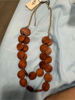 Dia & Co Brown Wooden Disc Layered Necklace